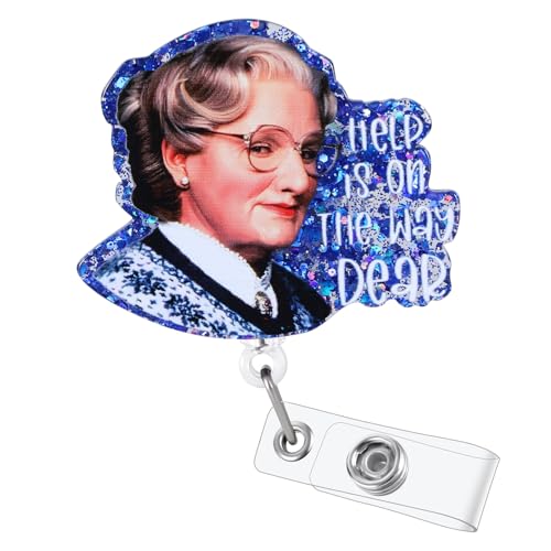 Funny Nurse Badge Reel, Retractable CNA RN Nursing Badge Reel, Help is on The Way Dear Badge Holder, Nursing Student ID Badge Clip, ER LPN MA Medical Worker Nurse Accessories for Work