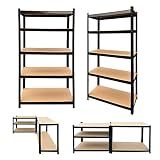 Scaffalatura industriale in metallo a 5 ripiani, resistente, con ripiani regolabili, sistema di scaffalatura senza bulloni, per piccoli spazi, capacità 875 kg, 150 x 70 x 30 cm, colore nero