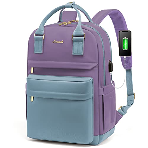Image of LOVEVOOK Laptop Backpack for Women Girls, 15.6 Inch Waterproof Computer Backpack Student School Cute Bookbag Computer Bag, Blue & Purple, 15.6 Inch, Travel Backpacks