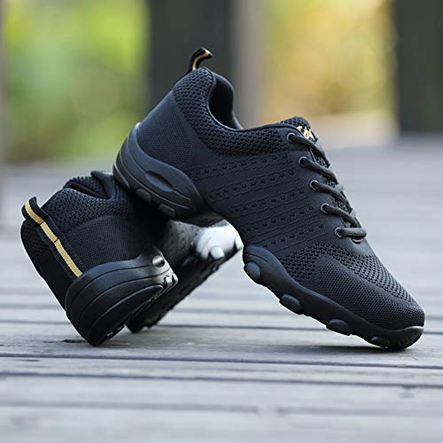 Men's Lace-up Dance Sneakers -Breathable Synthetic mesh -Split Sole Athletic Walking Jazz Dance Shoes Platform4