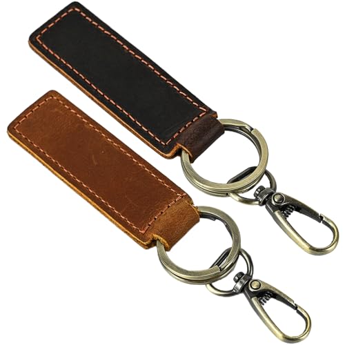 HGOCAHUZI 2 Pcs Leather Car Keychain Vintage Key Chains Univ