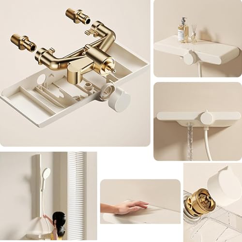 Robinet de bain mural blanc avec pomme de douche design LWX - 7