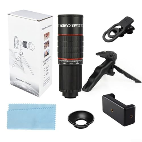 Eawfgtuw Kit obiettivo professionale per fotocamera per smartphone, teleobiettivo zoom ottico 22X con supporto per treppiede regolabile Attrezzatura fotografica universale per telefono cellulare