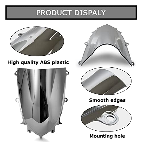 Image of Front Motorcycle Windshield Windscreen for YZF R6 2017-2025, R7 2021-2025 | premium ABS plastic, streamlined design, luxurious vintage, front windshield replacement, Chrome