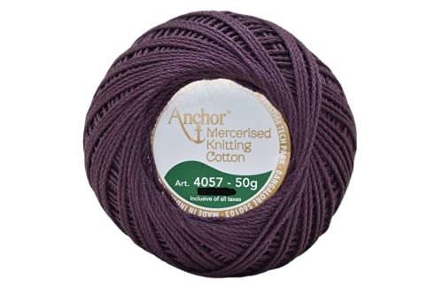 Image of Anchor Mercerised Premium Knitting Crochet Cotton Thread Yarn Balls for Knitting, Weaving, Embroidery and Craft Making Fast Color (Pack of 2 Rolls) (Shade no. 873)