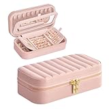 【RANGEMENT PAR SECTION】Avec ses séparateurs ajustables, ses fentes pour bagues, son espace pour colliers et 2 plateaux amoviblex pour boucles d'oreilles, ce coffret à bijoux assure une arrivée des bijoux en parfait état, sans nœuds ni éraflures