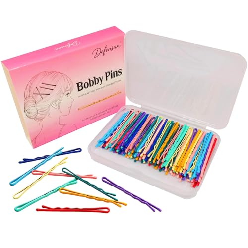 DEFENSUN 100 Pcs 2.2 Inch Multi-Color Bobby Pins Cute Colored Hair Pins for Women Girls Non-Slip Strong Grip Styling Hair Accessories with Storage Box