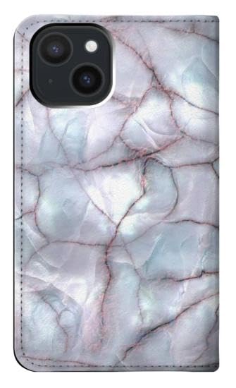 Housse cuir iPhone 15 chic à imprimé graphique marbre bleu texturé - 2