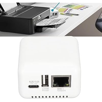USB 2.0 Network Print Server, LAN Print Share Server for USB Printers Computer Print Server Adapter for or Later, for Android, for iOS (US Plug)