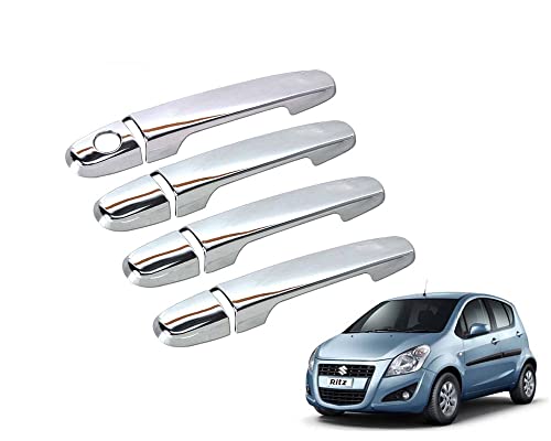 Image of Car Handle Latch Cover Scratch Guard Chrome Finish Front Rear Compatible for Maruti Ritz All Model Set of 4 Pieces