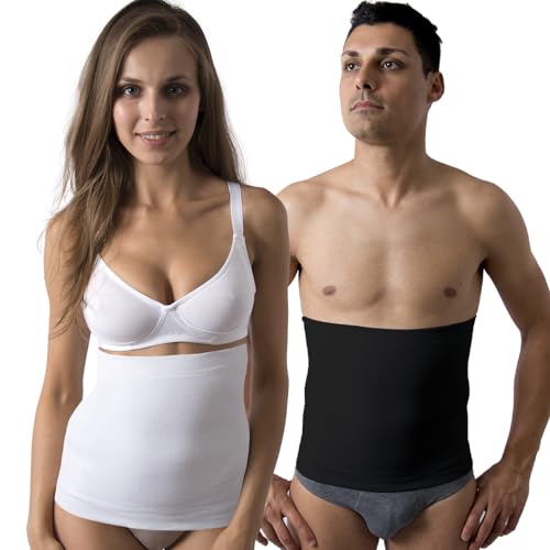 Beman - 712 Faja contenitiva de algodón para hombre y mujer, banda lumbar, soporte de espalda, banda elástica abdominal, banda para la espalda hipoalergénica H.31 cm (6/3 XL, blanco)