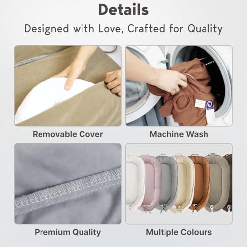 Image of Infant Lounger, Baby Nest Cover for Baby Girls & Boys, Newborn Essentials for Baby 0-12 Months, 100% Cotton Breathable (Misty Rose)