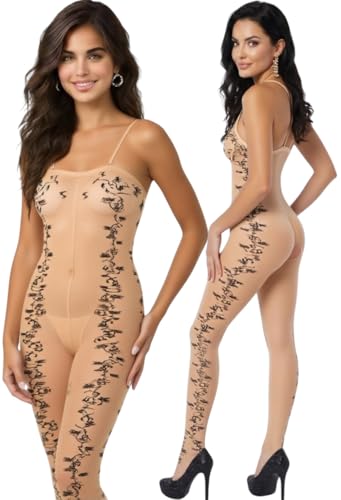 Image of ToBeInStyle Women's Assorted Bodystocking Sheer Opaque or Fishnet Crotchless Lingerie Bodysuit