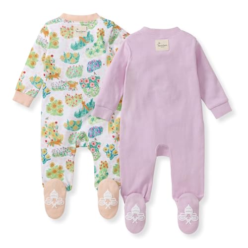 Image of Burt's Bees Baby unisex-baby Sleep & Play, Organic One-piece Romper-jumpsuit Pj, Zip Front Footed Pajama