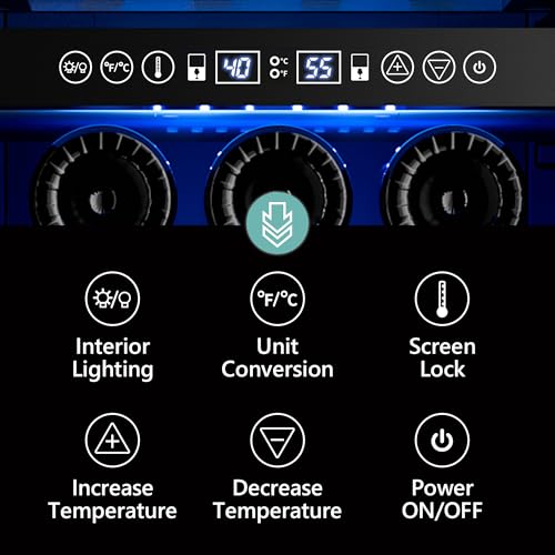 EUHOMY Weinkühler, 38,1 cm, Doppelzonen-Weinkühler mit digitaler Temperaturregelung, verbesserter Kompressor für geräuscharmer Weinkühler, Weinaufbewahrung mit Tür 5 EUHOMY Weinkühler, 38,1 cm, Doppelzonen-Weinkühler mit digitaler Temperaturregelung, verbesserter Kompressor für geräuscharmer Weinkühler, Weinaufbewahrung mit Tür