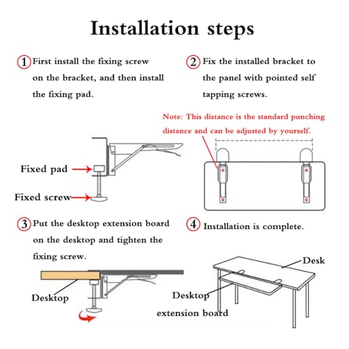 Wansiman Desk Extender Tray,Ergonomics Desk Extender,Foldable Desk Extender,Keyboard Extension Table,Clamp On Keyboard Table Mount,Table Extender,Sturdy,Easy To Install,For Home And Office