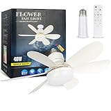 We Charger Socket Fan Light, 20.5IN Light Bulb Fan with Remote Dimmable, Screw in Fan and Light Combo for Garage Kitchen Bedroom Balcony Living Tools Store Laundry Room