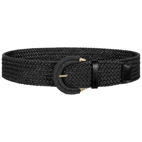 Image of SANSTHS Women Wide Woven Belt for Dresses Fashion Rattan Braided Waist Belt Straw Raffia Boho Belt for Jeans