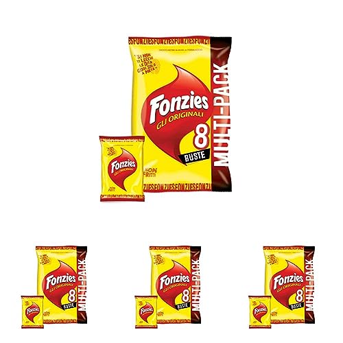 Fonzies Gli Originali, Croccantini di Mais al Formaggio, Cotti al Forno, 188g (multipack 8 bustine da 23,5g) (Confezione da 4)