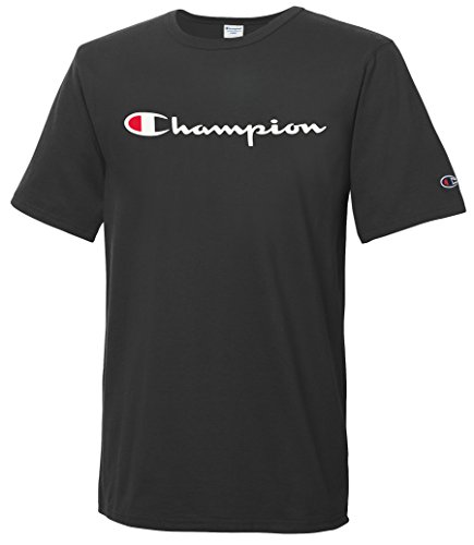 Champion Men's Heritage Tee, Script Logo, Black-Y06136, Small