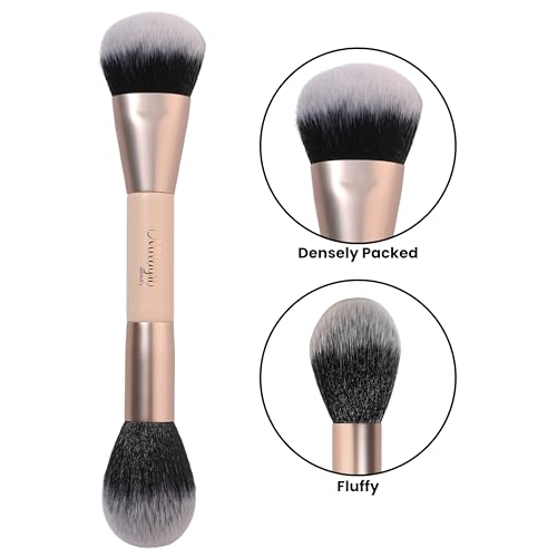 Image of Milagro Beauty Double Duty Makeup Brush 19 | Dual Ended Face Brush, Fluffy Side for Powder & Dense Side For Cream & Liquid | Ultra-Soft Vegan Bristles with Pro Finish