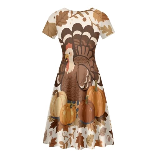 Image of Irisjudy T Shirt Dress for Women Short Sleeve Girls Short Sleeve Dress Plus Size, O Neck Knee Length Midi Dress for Ladies