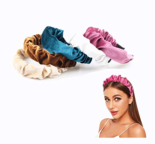 Velvet Headbands Ruched 5 pack Headbands for Women Vintage Fashion Hairband for Ladies Girl Hair Bands
