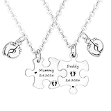 Ghloyza Collar de rompecabezas para papá y mamá Est 2026, regalos de embarazo para padres primerizos, regalo para el día de la madre, regalo del día del padre
