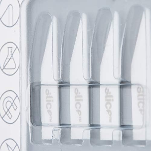 Slice 10518 Craft Knife Scalpel Blades - Straight Edge For Precision And Scraping | Finger-Friendly Ceramic Safety Blades For Your Slice Craft, Hobby Or Art Knife (Pack of 4), White
