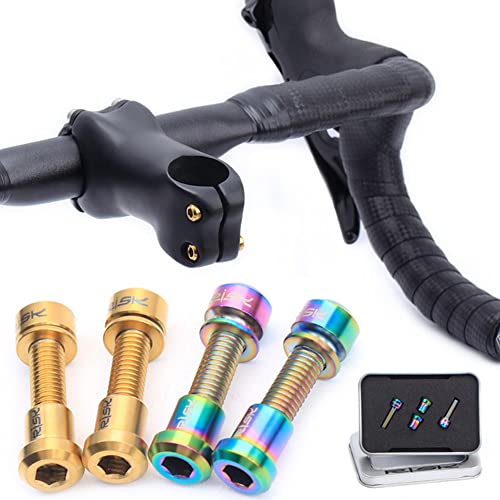 2 Pieces Bicycle Stem Bolts,Morechioce M5 X 18Mm Titanium Alloy Bicycle Stem Bolts Tapered Washer Head Bike Stems Parts For Folding Mtb Road Bike,Gold #TOP6
