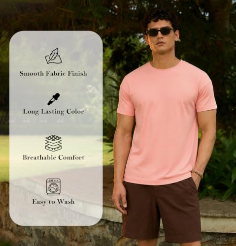 Image of Sleepynuts Men's Everyday Wear Crew Neck Regular Fit T-Shirt | Half Sleeve Solid Plain Casual T-Shirt for Men | Soft Breathable Fabric |