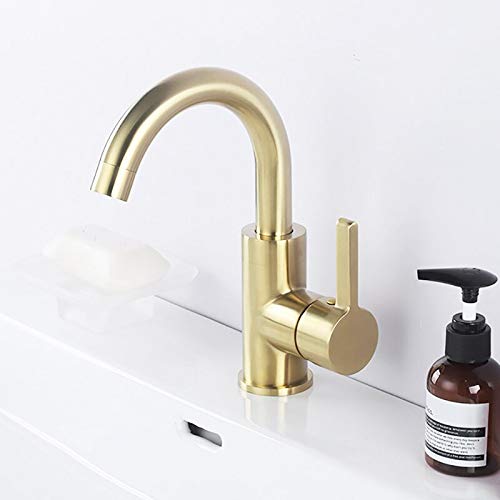 Mitigeur deau chaude et froide en laiton doré pour lavabo