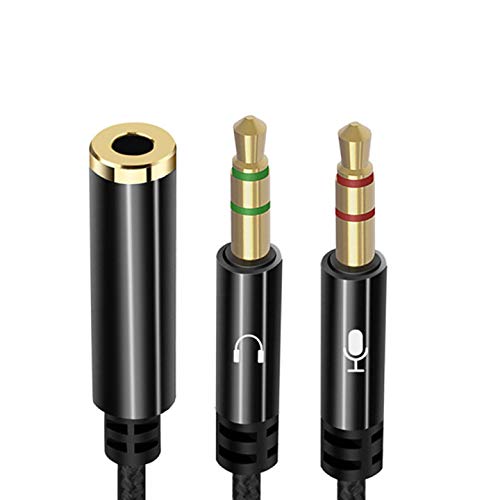 Headsets Splitter Adapter,COOMATEC 3.5mm Female to 2 Dual Male Audio Headphone & Mic Plug Adapter Compatible with Tablet,Mobile Phone,PC Gaming Headsets and New Version Laptop(11inch / 30cm)