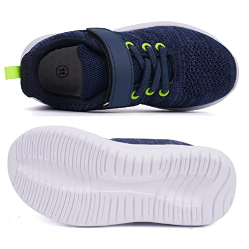 Toandon Kids Boys Sneakers Shoes Knit Breathable Lightweight Athletic Sport Tennis Running Walking Fashion Child Strap Non Slip Hook And Loop Closure Sneakers Navy Blue Size 12 #TOP3