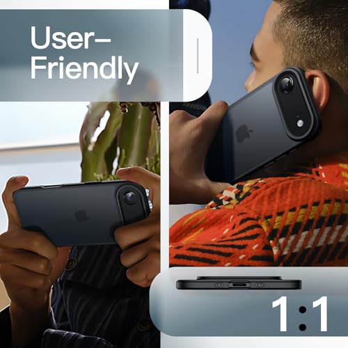 JETech Funda Mate para iPhone Air, Protección contra Caídas Grado Militar Antigolpes, Carcasa Minimalista Respaldo Translúcida Esmerilada, Antihuellas (Negro)