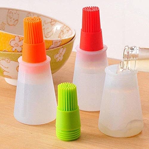 Image of Khedu Feb (1 pc's) Silicon Heat Resistant Oil Brush with Spatula and Silicone Cooking Oil Bottle Basting Brush Set for Kitchen Pastry, Grilling, Baking, BBQ (Multi Color)