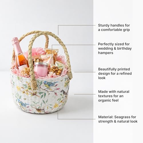 Image of Habere India-All the Cultures Fabricating India Gift Hamper Baskets | Cane Round Hamper | Fruit Baskets | Organiser Basket | Baby Basket for Clothes (Design22: L22 x W22 x H15 cm)