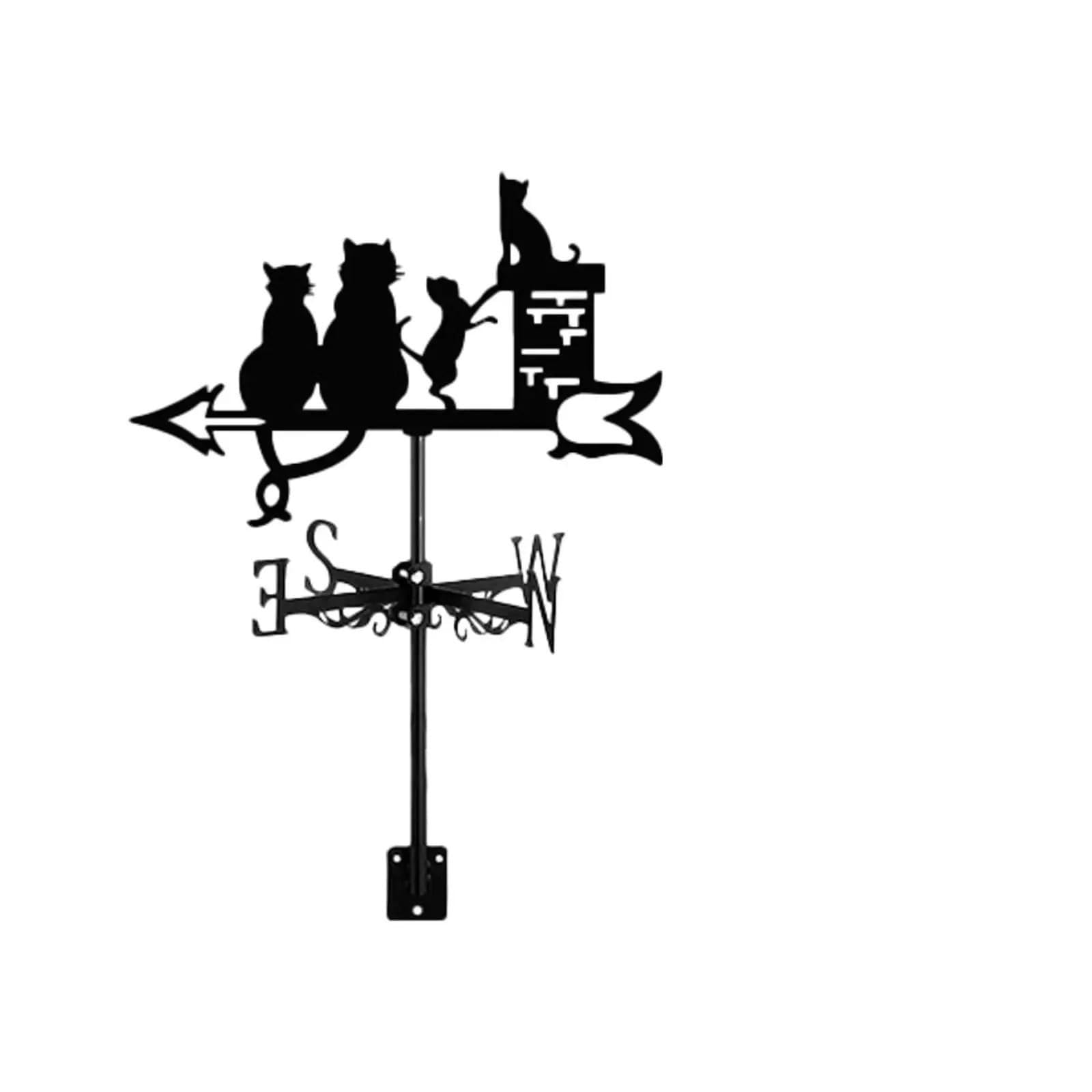 Cat Figurine Weather Vane Wind Direction Indicator Ornament Weathervane