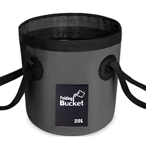 5.2 Gallon Bucket(20L),Collapsible Bucket with Handle, Portable Camping Water Container, Ultra Lightweight Outdoor Basin Fishing Bucket, Folding Bucket for Fishing, Hiking, Car Washing