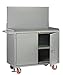 Little Giant MB3-2D-2448FLPB 48" Wide Mobile Service Bench, Pegboard Panel, Locking Doors, Center Shelf, Powder Coated Steel Top, Gray