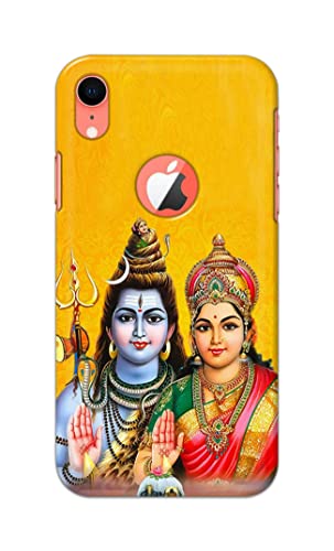 Image of PRINTFIDAA Lord Shiva Parvati Yellow Background Printed Designer Hard Back Case Cover for Apple iPhone XR Logo (6.1 inch), A2105, A1984, A2107, A2108 -(SF) MVN1008