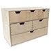 Creative DECO Pequeña Cajonera Madera | 6 Cajones | 42 x 20 x 28,5 cm | Mini Armario de Almacenaje | Madera Contrachapada sin Tratar Pintar, Decoupage y Decoración