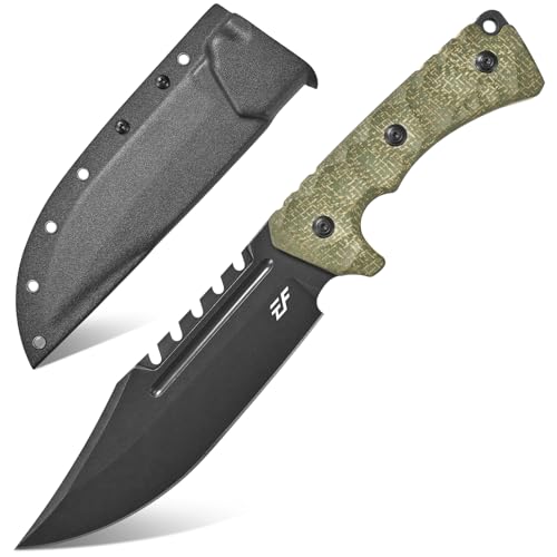 Eafengrow EF161 Fixed Blade Knife Sleipner Steel Blade Micarta Handle Full Tang EDC Tool Fix Knifes for Camping Hunting Bushcraft(Green)