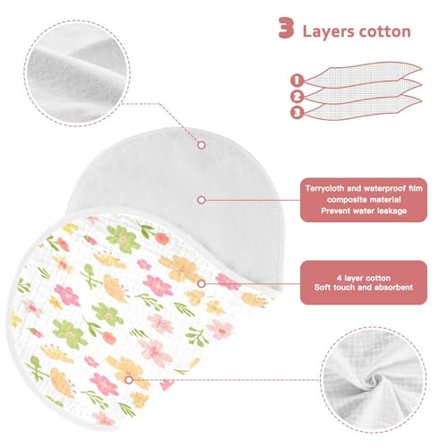 Kigai Small Flowers Burp Cloths for Baby 4-Layer Cotton Muslin Burping Cloths 22x11 inch Super Soft & Absorbent Spit Up Burp Rags for Newborn Boys Girls 1 Pack3