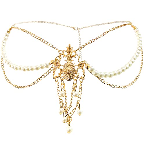 Zeyevan Cadena De Cabeza Bohemias Cadena De Cabeza De Novia Perla Borla Cadena Cabello Banda Tocado De Boda De Fiesta De Graduación Para Mujeres Y Niñas Accesorios Para El Cabello Cover