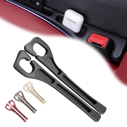 2PCS Car Seat Gap Filler Organizer, No Drop Seat Guard for Cars & SUVs, Automotive Trays & Bags, Car Seat Gap Fillers with Seat Belt Holes, Stopping Phone Key from Falling (Black)