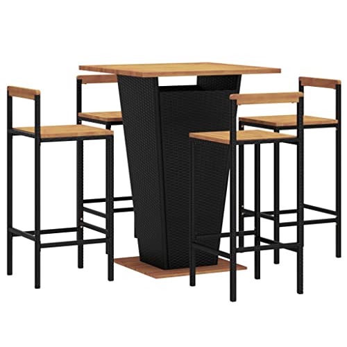 Ensemble de bar jardin 5 pcs noir compact pour optimiser les petits balcons - 4
