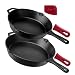 Pre-Seasoned Cast Iron Skillet 2-Piece Set (10-Inch and 12-Inch) Oven Safe Cookware - 2 Heat-Resistant Holders - Indoor and Outdoor Use - Grill, Stovetop, Induction Safe