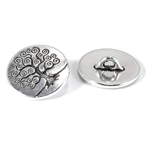 TierraCast Antiqued Silver Plated Pewter Tree of Life Button 15.5mm (2)