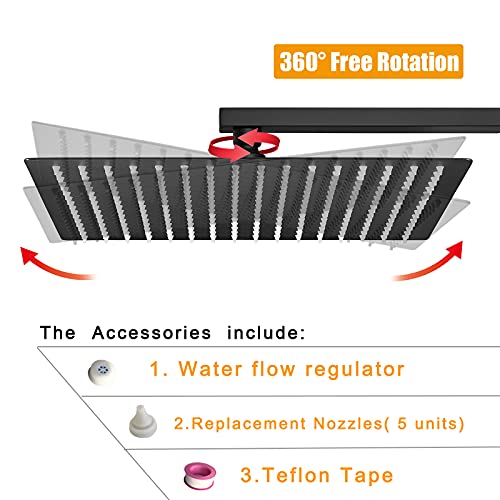 Besy FSH_00002_01_BL_SQUARE 12 Inch Rain Shower Head, 12 Inch Square Rainfall & High Pressure Stainless Steel Bath Showerhead thumb #1